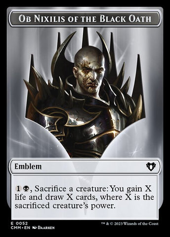 Soldier // Emblem - Ob Nixilis of the Black Oath Double-Sided Token [Commander Masters Tokens]