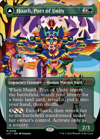 Huatli, Poet of Unity // Roar of the Fifth People (Borderless) [The Lost Caverns of Ixalan]