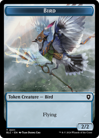 Bird (011) // Shark Double-Sided Token [Bloomburrow Commander Tokens]