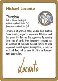 1996 Michael Loconto Biography Card [World Championship Decks]