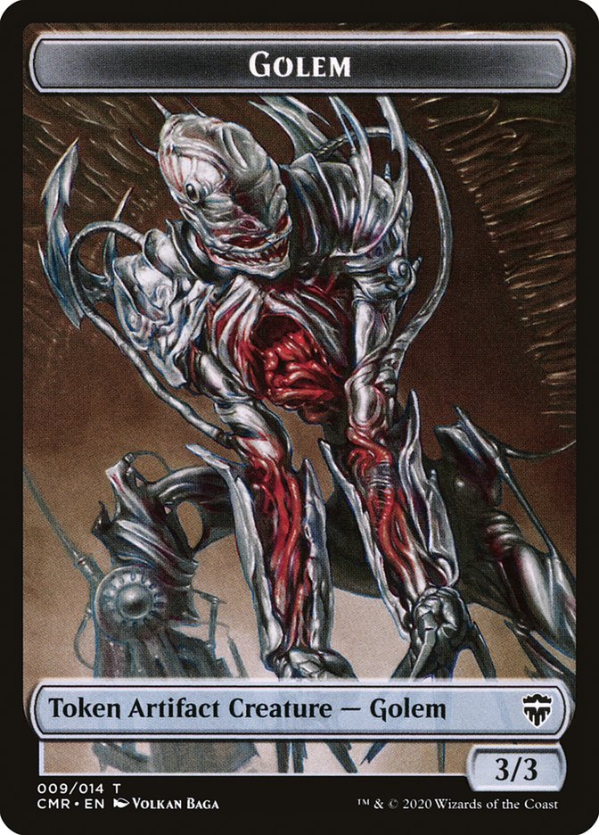 Golem // Rock Double-Sided Token [Commander Legends Tokens]