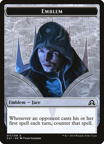 Jace, Unraveler of Secrets Emblem [Shadows over Innistrad Tokens]