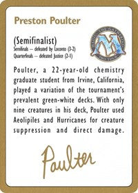1996 Preston Poulter Biography Card [World Championship Decks]